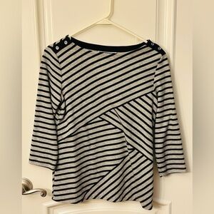 Karen Scott Striped 3/4 Sleeve Top